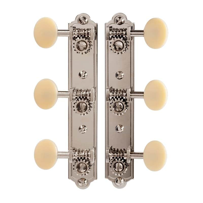Golden Age Restoration Tuners for Solid Peghead Guitar with Bell-end, Bright nickel image 1