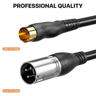 MIDI to XLR Adapter Cable 6 Feet - MIDI 5 Pins DIN Male to XLR 3 Pins Male image 2