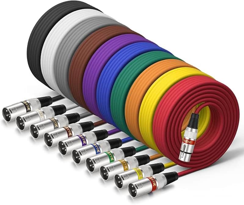 XLR Cable 25 ft 10 Pack 3 Pins Balanced XLR Microphone Cable Male to Female Suitable for Audio Mixer, Speaker Systems, Radio Station image 1