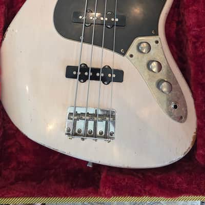 2026 MJT Jazz Bass - Aged White - Nitro Finish - block inlay, 70s style rosewood block inlay pearl bound neckk -Lollar Pickups image 2