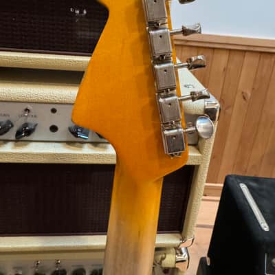 Fender-Wolf Jazzmaster 2020, Maui Green, USA, 7 Lbs 15 oz. Hand wound Alnico, killer “C” neck, tortoise guard, Kluson Tuners and you’ll love this one! image 9
