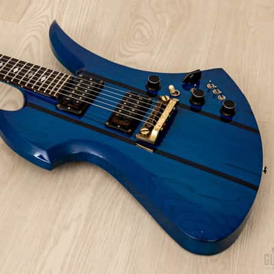 1980s B.C. Rich USA Mockingbird Neck Through Vintage Guitar Transparent Blue w/ Mono Case image 8