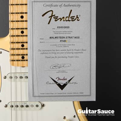 Fender Custom Shop Malmsteen Stratocaster NOS  2025 - Vintage White (Cod.1897NG) image 11