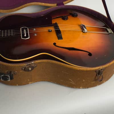 Gibson  TG-50 With Charlie Christian Pickup Arch Top Hollow Body Electric Tenor Guitar (1940), ser. #501F-1, original tweed hard shell case. image 12