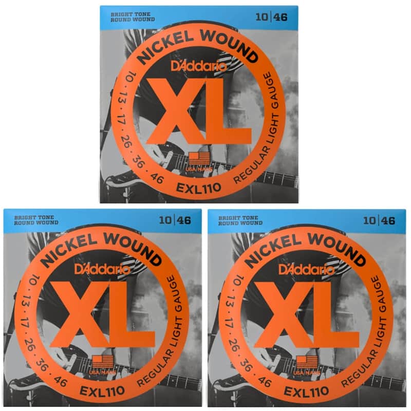 D'Addario XL Electric Guitar Strings 3 Set Bundle 10-46 EXL110 image 1