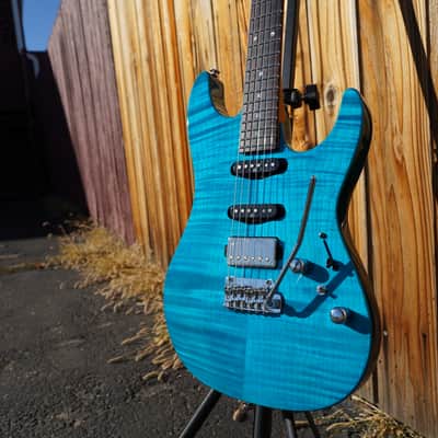 Ibanez Signature MMN1 Martin Miller - Transparent Aqua Blue 6-String w/ Case 2023 image 5