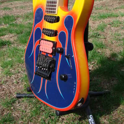 MIJ Jackson Pro Dinky DK2 Blue Orange Flames Japan image 12