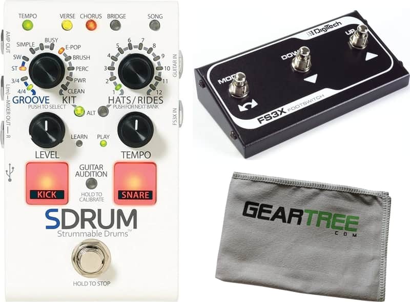 Digitech SDRUM Strummable Drums Automatic Drummer Pedal w/ FS3X Footswitch and Cloth image 1