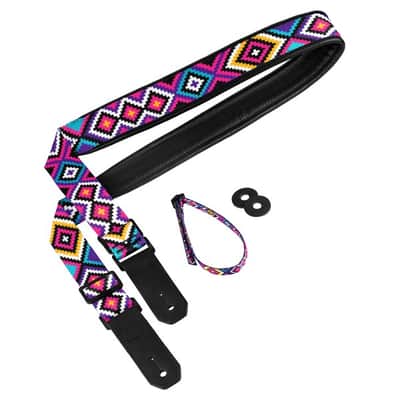 Strap for Guitar Ukrainian Nylon + Leather Ethnic Hutsul National image 3