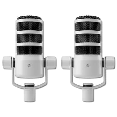 Rode PodMic Cardioid Dynamic Broadcast Microphone (White, Pair) image 1