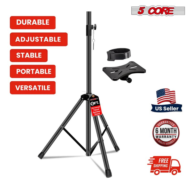 5 Core Speaker Stand Height Adjustable PA DJ Tripod Studio Monitor Stands w 35mm Compatible Insert image 1