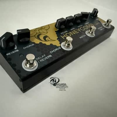 Caline CP 48 Acoustic Guitar Multi Effects Pedal EQ AUX DI Booster 2024 - Black yellow image 2