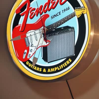 Fender Musical Instruments Dealer Style Light Up Clock Killer Cool Man Cave/Garage/Bar Item Strat & Twin Reverb image 2
