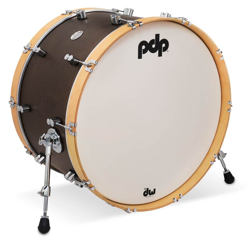 PDP Concept Classic 14x24 Walnut Stain Kick Drum with Natural Stain Hoops image 1