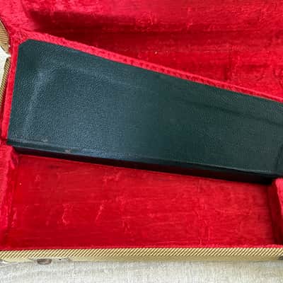 1990’s Fender Tweed Hardshell Case Fits Stratocaster / Telecaster Plush Red Interior image 19
