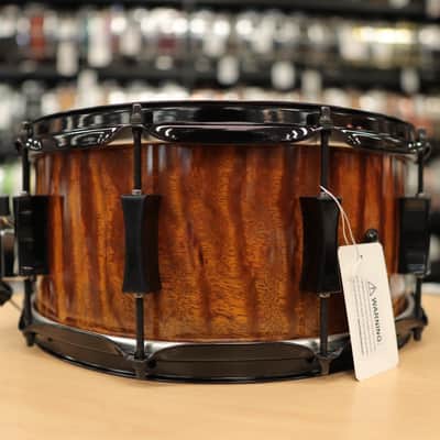 Pork Pie 7x14" Maple/Bubinga Snare Drum (Bubinga Hi-Gloss with Black Hardware) #2 image 6