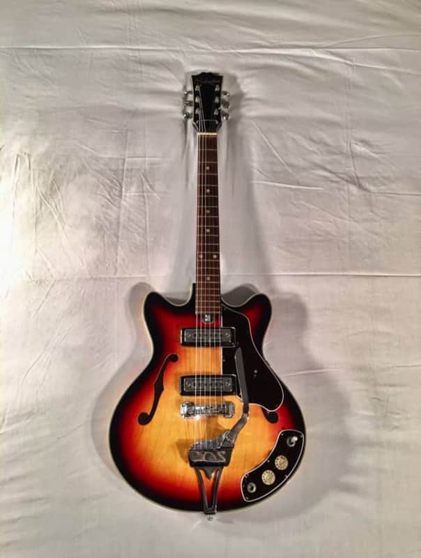 Vintage 1960's Teisco Silvertone 319.14459 Hollowbody Electric Guitar W/ Case image 1
