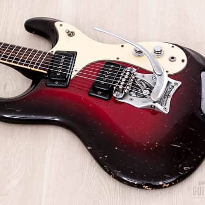 1964 Mosrite Ventures Model Vintage Guitar Red Sunburst w/ Vibramute, Case image 10