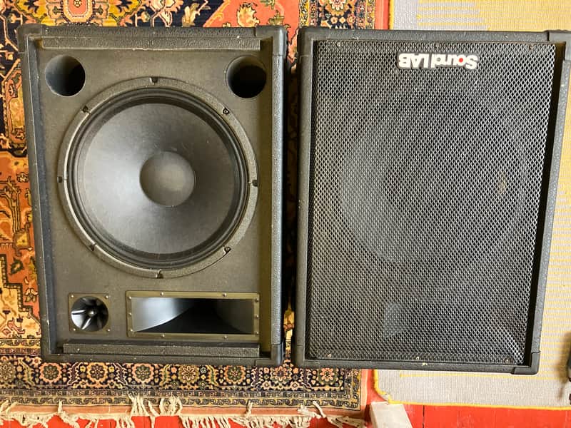 Pair of PA Speakers - 15" Celestion T4958 (UK Made) 8 Ohm, in Soundlab Cabinets image 1