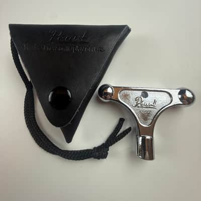 Pearl K025 Drum Key w/ Black Leather Pouch 1990s - Chrome image 2