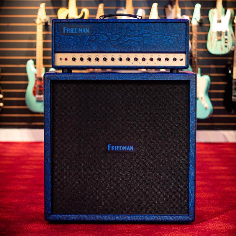 Friedman BE-50 Deluxe Head with 4×12 Cabinet - Blue Python Tolex image 1