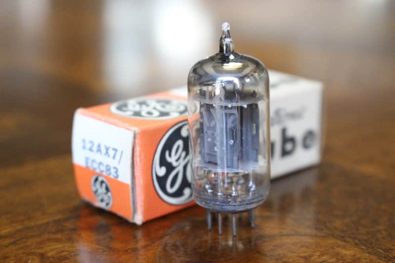 GE JG-12AX7 NOS Tube – 1950s - Long Gray Plates, Copper Grid Posts, Horseshoe Getter, Balanced Sections