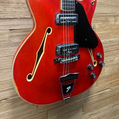 Fender Coronado II Hollow Body Guitar - 1967 - Cherry Red- Refinished back 6lbs w/Hard Case image 3