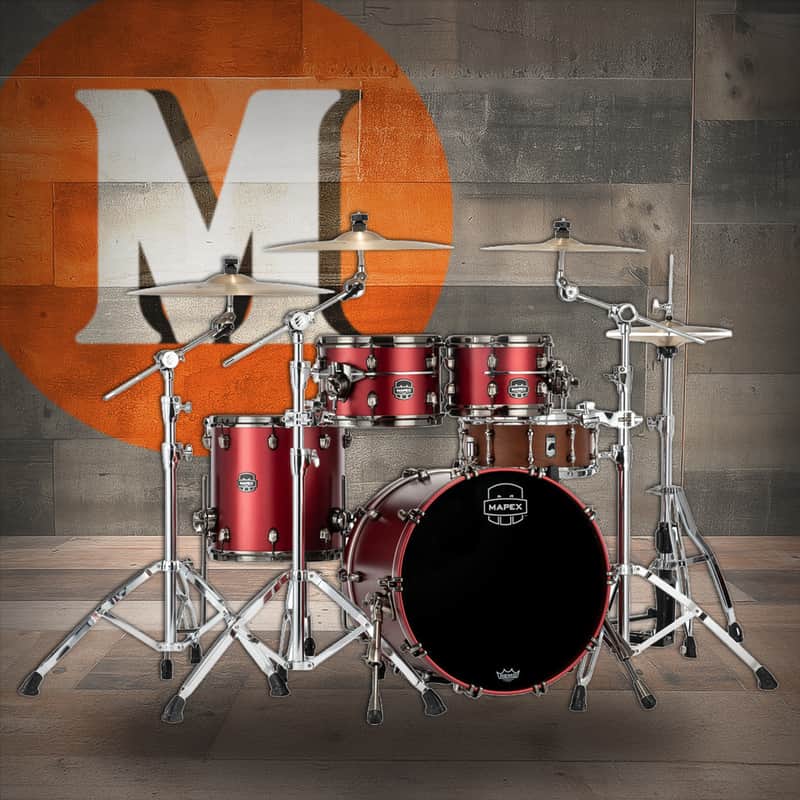 Mapex Saturn Evolution Fusion 4-Piece Shell Pack (No Snare) - Tuscan Red (SE504XMBPA) image 1