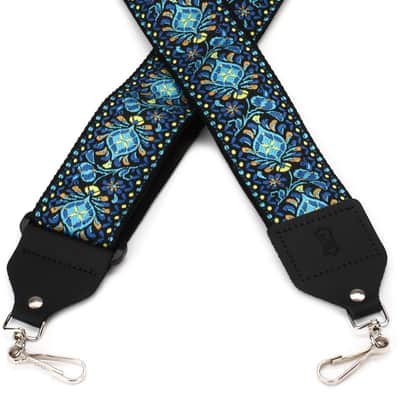 Levy's M10HT 2-inch Jacquard Weave Banjo Strap - Blue and Yellow Floral image 1