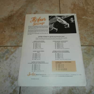 Vintage Circa 1971 Hofner "Fine Professional Guitars and Electric Basses" Catalog! Case Candy! image 7