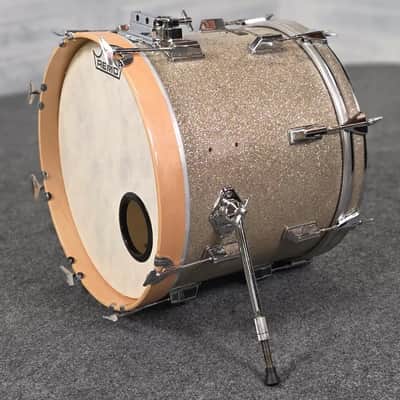 Used Pearl Wood FiberGlass Bass Drum 18x14 Gold Sparkle - Good image 2