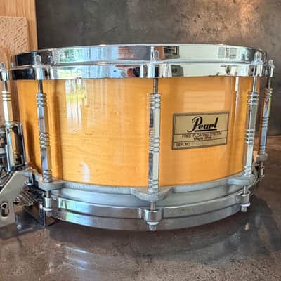 Pearl G-914D Freefloater snare 14x6.5” 1983-1987 - Natural maple lacquer image 10