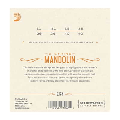 D'Addario EJ74 Mandolin Strings, Phosphor Bronze, Medium, 11-40 image 7