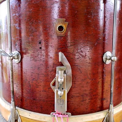 WFL Keystone 1955-59 Marching Snare 14x10 Single Tension Mahogany/Maple Restored Video image 7