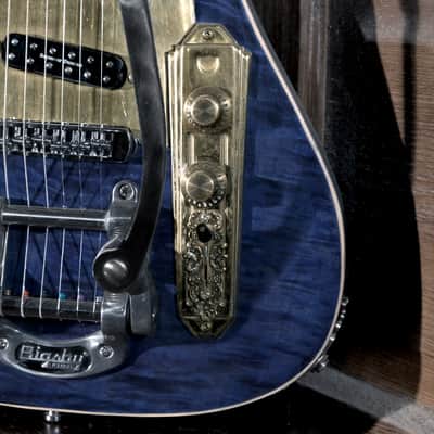 Postal Custom Memphis Rocket Blue Flamed Maple  F Hole Bigsby Duncan Little ’59™ Strat Pickups image 13