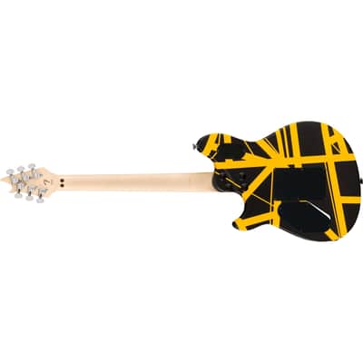 EVH Wolfgang Special Striped Series Guitar w/ Ebony Fingerboard and Gig Bag - Black and Yellow image 5