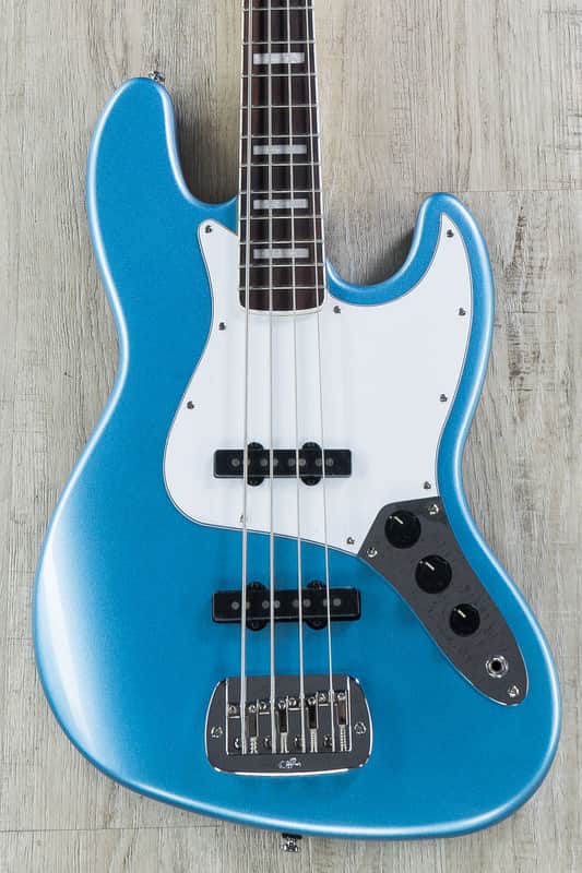 G&L Tribute JB 4-String Electric Bass Brazilian Cherry Board Lake Placid Blue image 1