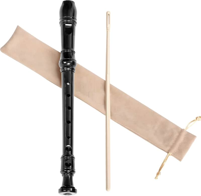 Soprano Recorder Instrument for Kids Student - Fingering 8 Hole Flute ABS Descant Recorders for Beginners 3pcs Removable with Cleaning Rod and Storage Bag, Black image 1