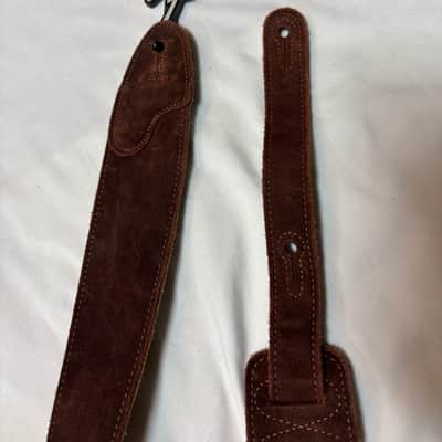 FENDER Suede Leather BROWN guitar STRAP - 2.5" wide - blem image 5