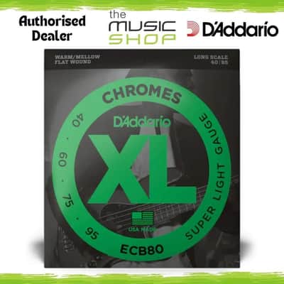D'Addario XL Chromes 40-95 SL Long Scale Flatwound Bass Guitar Strings - ECB80 image 1