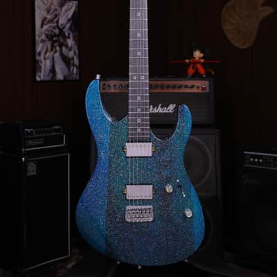 Dhatarattha HH Strat-Style Hardtail – Blue/Teal Swirl Sparkle image 2