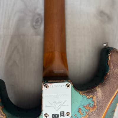 Fender Custom Shop Limited Roasted 1961 Stratocaster Super Heavy Relic - Aged Sherwood Green Metallic over 3 Color Sunburst image 16