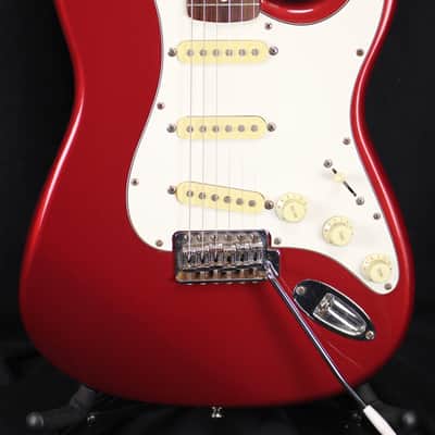 1992 Fender MIM Standard Stratocaster Vintage Tremolo Rosewood Fretboard Electric Guitar Crimson Red Metallic image 1