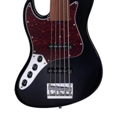 Sadowsky MetroExpress 21-Fret Vintage J/J Bass, Morado Fingerboard, Fretless, Lefthand, 5-String - Solid Black High Polish image 2