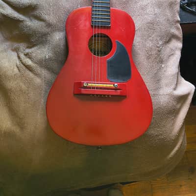 Lauren LAPKMRD 30" 1/2-Size Kids' Nickle String Acoustic Guitar - Red image 1