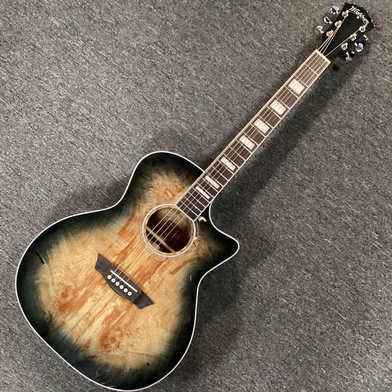 Washburn DFSMACEBK Grand Auditorium Cutaway Spalted Maple Top Mahogany C Shape Neck 6-String Acoustic-Electric Guitar image 1