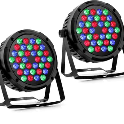 36LEDs RGB Par Lights 2 Pack 36W  LED Par Can Lights Sound Activated with Remote DMX Control Uplights for Wedding Party DJ Events Music Dance Church Stage Lighting image 1