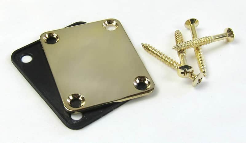 Neck Plate in Gold Plate / Screws and Gasket Free USA Shipping Blemished image 1