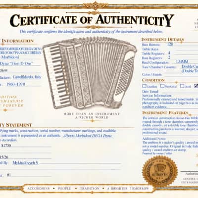 Accordion DEGA Dyna "Fiori D'Oro" 1960-1970 - Tone Chamber/ Cassotto image 2