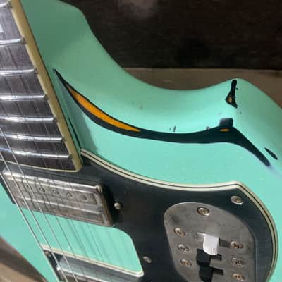 Guild S-200 T Bird Relic Aged Repaint By Real Life Relics Surf Green Prism Flake Nitro Lacquer image 4